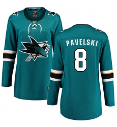 Women's San Jose Sharks #8 Joe Pavelski Fanatics Branded Teal Green Home Breakaway NHL Jersey