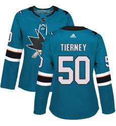 Women's Adidas San Jose Sharks #50 Chris Tierney Authentic Teal Green Home NHL Jersey