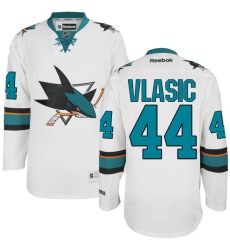 Men's Reebok San Jose Sharks #44 Marc-Edouard Vlasic Authentic White Away NHL Jersey