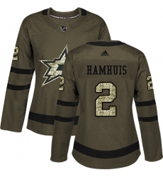 Women's Adidas Dallas Stars #2 Dan Hamhuis Authentic Green Salute to Service NHL Jersey