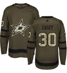 Men's Adidas Dallas Stars #30 Jon Casey Authentic Green Salute to Service NHL Jersey
