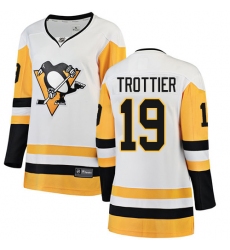 Women's Pittsburgh Penguins #19 Bryan Trottier Authentic White Away Fanatics Branded Breakaway NHL Jersey