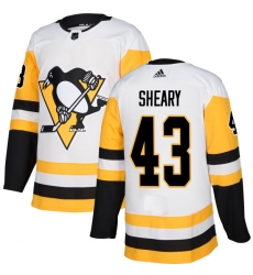 Youth Adidas Pittsburgh Penguins #43 Conor Sheary Authentic White Away NHL Jersey