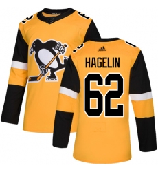 Youth Adidas Pittsburgh Penguins #62 Carl Hagelin Authentic Gold Alternate NHL Jersey