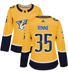 Women's Adidas Nashville Predators #35 Pekka Rinne Authentic Gold Home NHL Jersey