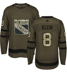 Men's Adidas New York Rangers #8 Kevin Klein Premier Green Salute to Service NHL Jersey
