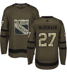 Men's Adidas New York Rangers #27 Ryan McDonagh Premier Green Salute to Service NHL Jersey