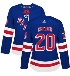 Women's Adidas New York Rangers #20 Chris Kreider Premier Royal Blue Home NHL Jersey