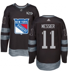 Men's Adidas New York Rangers #11 Mark Messier Authentic Black 1917-2017 100th Anniversary NHL Jersey