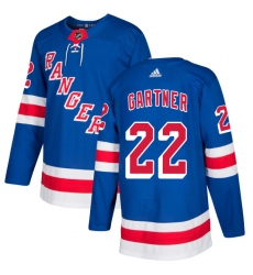 Youth Adidas New York Rangers #22 Mike Gartner Authentic Royal Blue Home NHL Jersey