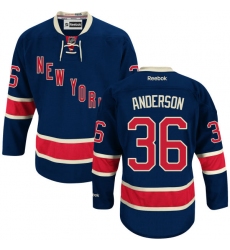 Men's Reebok New York Rangers #36 Glenn Anderson Authentic Navy Blue Third NHL Jersey