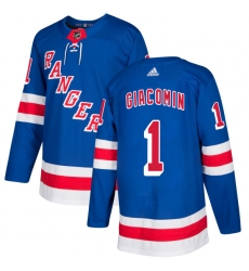 Youth Adidas New York Rangers #1 Eddie Giacomin Premier Royal Blue Home NHL Jersey