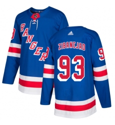 Youth Adidas New York Rangers #93 Mika Zibanejad Authentic Royal Blue Home NHL Jersey