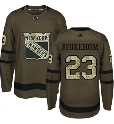 Men's Adidas New York Rangers #23 Jeff Beukeboom Authentic Green Salute to Service NHL Jersey