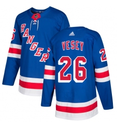Men's Adidas New York Rangers #26 Jimmy Vesey Authentic Royal Blue Home NHL Jersey