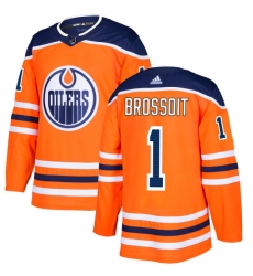 Youth Adidas Edmonton Oilers #1 Laurent Brossoit Authentic Orange Home NHL Jersey