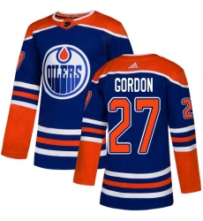 Men's Adidas Edmonton Oilers #27 Boyd Gordon Premier Royal Blue Alternate NHL Jersey