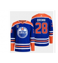 Men's Edmonton Oilers #28 Connor Brown Royal 2024 Stanley Cup Final Stitched Jersey
