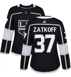 Women's Adidas Los Angeles Kings #37 Jeff Zatkoff Authentic Black Home NHL Jersey