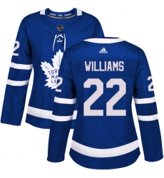 Women's Adidas Toronto Maple Leafs #22 Tiger Williams Authentic Royal Blue Home NHL Jersey