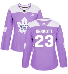 Women's Adidas Toronto Maple Leafs #23 Travis Dermott Authentic Purple Fights Cancer Practice NHL Jersey