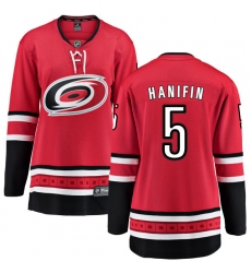 Women's Carolina Hurricanes #5 Noah Hanifin Fanatics Branded Red Home Breakaway NHL Jersey