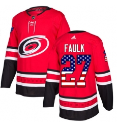 Men's Adidas Carolina Hurricanes #27 Justin Faulk Authentic Red USA Flag Fashion NHL Jersey