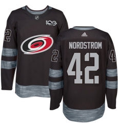 Men's Adidas Carolina Hurricanes #42 Joakim Nordstrom Authentic Black 1917-2017 100th Anniversary NHL Jersey