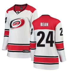 Women's Carolina Hurricanes #24 Jake Bean Authentic White Away Fanatics Branded Breakaway NHL Jersey