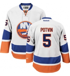 Youth Reebok New York Islanders #5 Denis Potvin Authentic White Away NHL Jersey