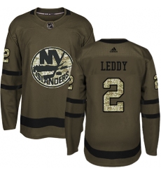 Men's Adidas New York Islanders #2 Nick Leddy Premier Green Salute to Service NHL Jersey