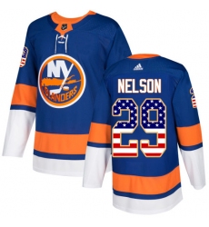Youth Adidas New York Islanders #29 Brock Nelson Authentic Royal Blue USA Flag Fashion NHL Jersey