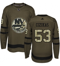 Men's Adidas New York Islanders #53 Casey Cizikas Authentic Green Salute to Service NHL Jersey
