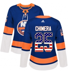 Women's Adidas New York Islanders #25 Jason Chimera Authentic Royal Blue USA Flag Fashion NHL Jersey