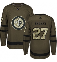 Youth Adidas Winnipeg Jets #27 Nikolaj Ehlers Premier Green Salute to Service NHL Jersey