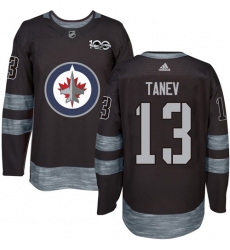 Men's Reebok Winnipeg Jets #13 Brandon Tanev Premier Black 1917-2017 100th Anniversary NHL Jersey