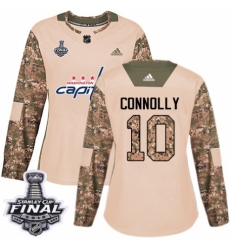 Women's Adidas Washington Capitals #10 Brett Connolly Authentic Camo Veterans Day Practice 2018 Stanley Cup Final NHL Jersey