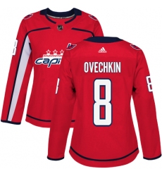 Women's Adidas Washington Capitals #8 Alex Ovechkin Authentic Red Home NHL Jersey