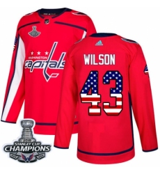 Youth Adidas Washington Capitals #43 Tom Wilson Authentic Red USA Flag Fashion 2018 Stanley Cup Final Champions NHL Jersey