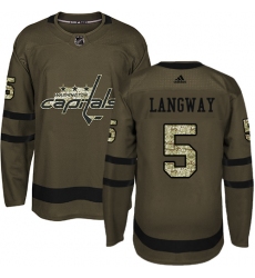 Men's Adidas Washington Capitals #5 Rod Langway Premier Green Salute to Service NHL Jersey