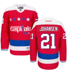 Men's Reebok Washington Capitals #21 Lucas Johansen Authentic Red Third NHL Jersey