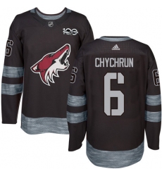 Men's Adidas Arizona Coyotes #6 Jakob Chychrun Authentic Black 1917-2017 100th Anniversary NHL Jersey