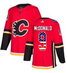 Men's Adidas Calgary Flames #9 Lanny McDonald Authentic Red USA Flag Fashion NHL Jersey