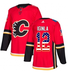 Youth Adidas Calgary Flames #12 Jarome Iginla Authentic Red USA Flag Fashion NHL Jersey