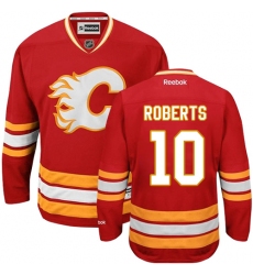 Men's Reebok Calgary Flames #10 Gary Roberts Authentic Red Third NHL Jersey
