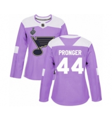 Women's St. Louis Blues #44 Chris Pronger Authentic Purple Fights Cancer Practice 2019 Stanley Cup Final Bound Hockey Jersey