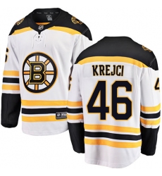 Men's Boston Bruins #46 David Krejci Authentic White Away Fanatics Branded Breakaway NHL Jersey