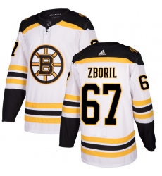Men's Adidas Boston Bruins #67 Jakub Zboril Authentic White Away NHL Jersey