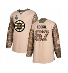 Men's Boston Bruins #67 Jakub Zboril Authentic Camo Veterans Day Practice 2019 Stanley Cup Final Bound Hockey Jersey