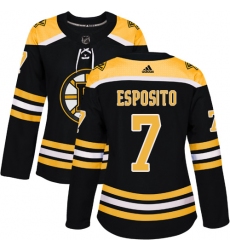 Women's Adidas Boston Bruins #7 Phil Esposito Authentic Black Home NHL Jersey